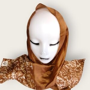 Vintage Marushka Brown Butterfly Silk Scarf Rectangle Natural Screen‎ Print